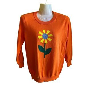 EUC Modcloth Happy Flower Orange Sweater